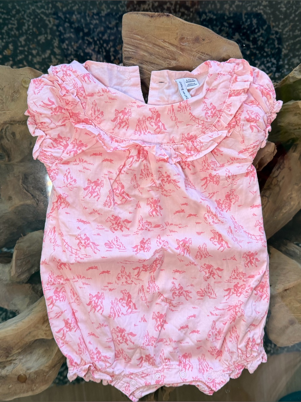 Janie and Jack Pink Ruffle Tank with Horse Print